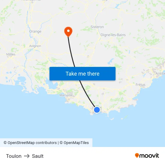 Toulon to Sault map