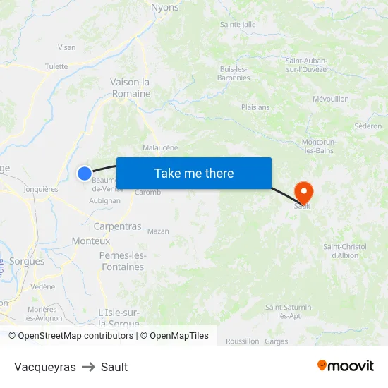 Vacqueyras to Sault map