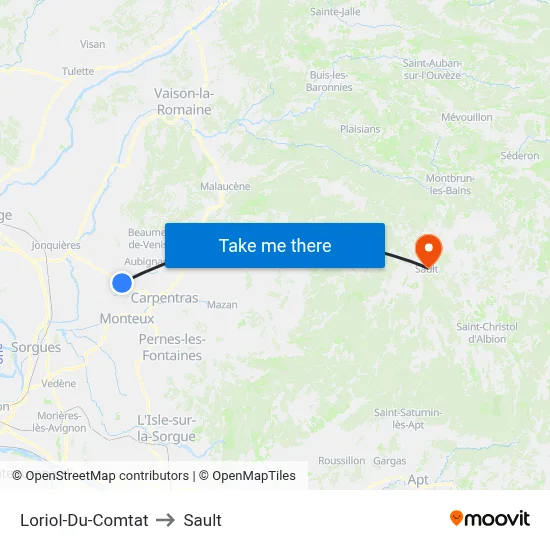 Loriol-Du-Comtat to Sault map