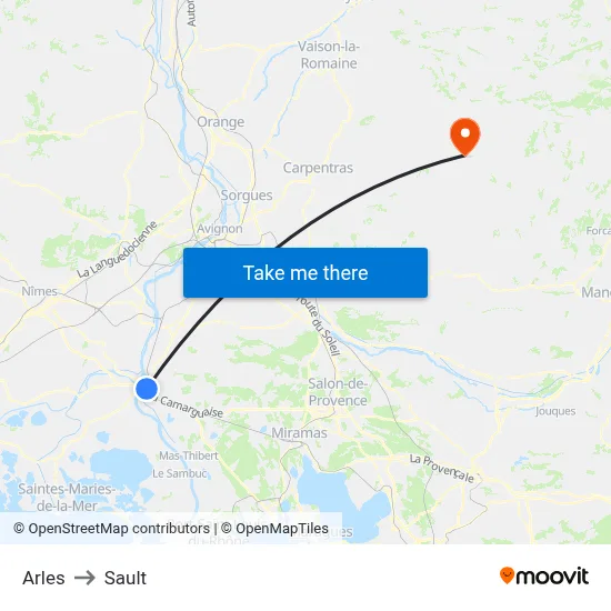 Arles to Sault map