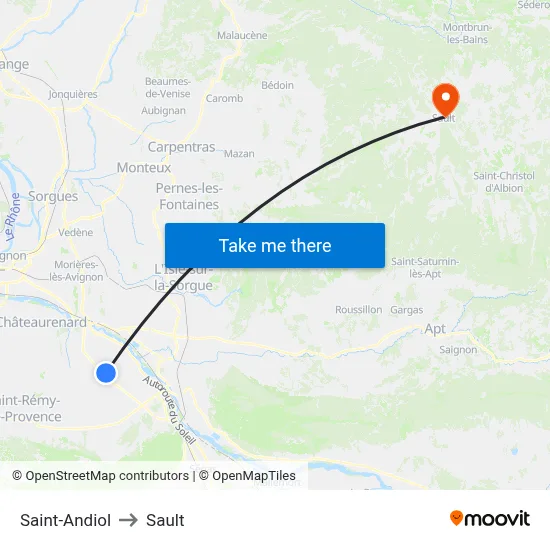 Saint-Andiol to Sault map