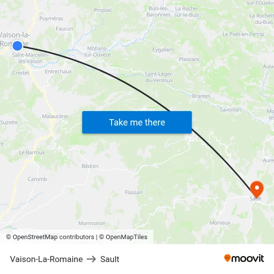 Vaison-La-Romaine to Sault map