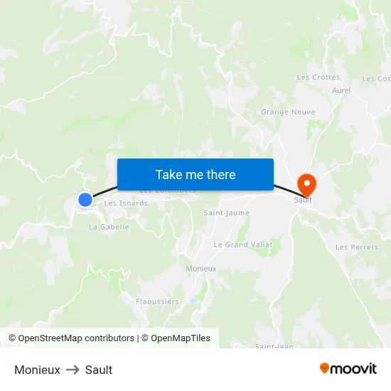 Monieux to Sault map