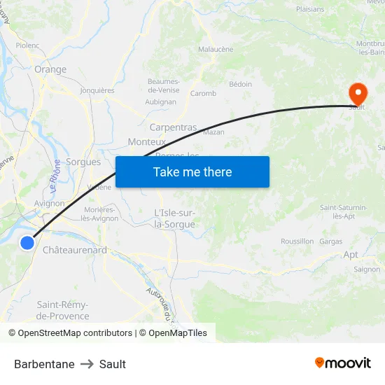 Barbentane to Sault map