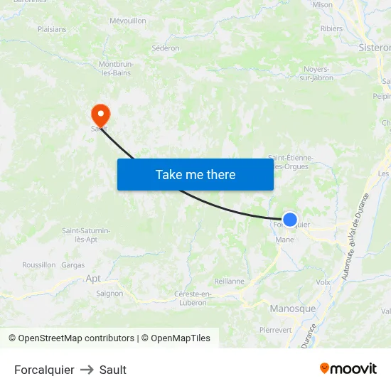 Forcalquier to Sault map