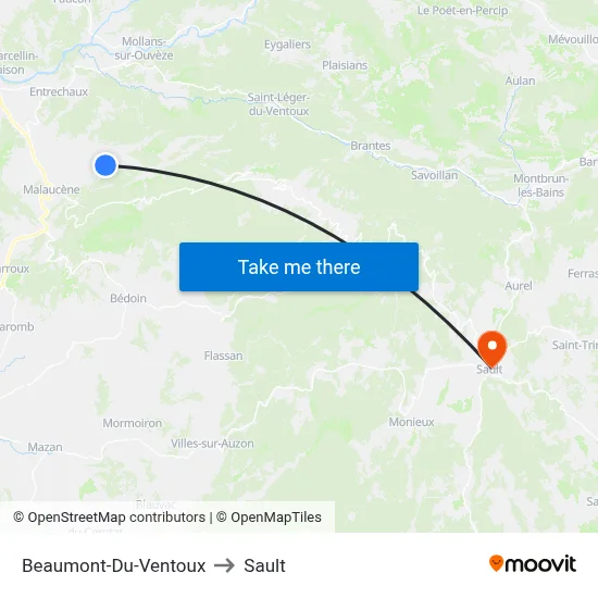 Beaumont-Du-Ventoux to Sault map
