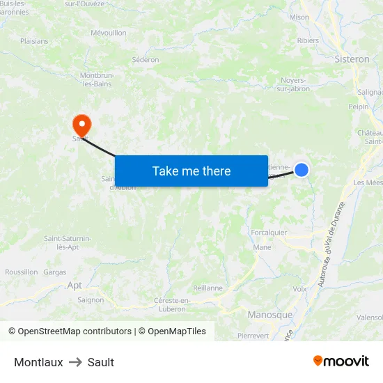Montlaux to Sault map