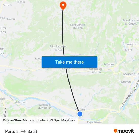 Pertuis to Sault map