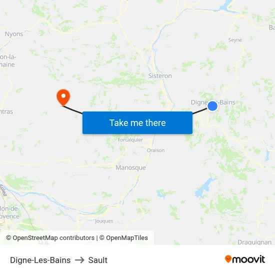 Digne-Les-Bains to Sault map
