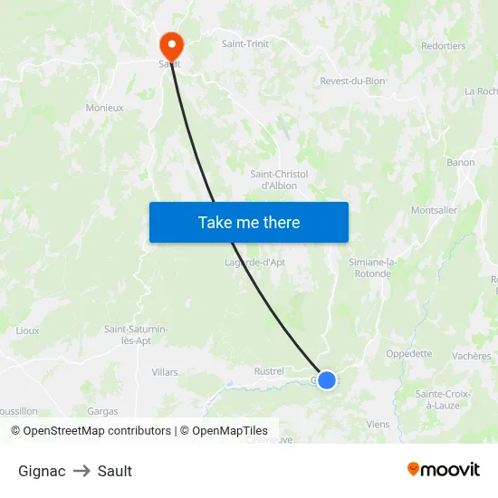 Gignac to Sault map