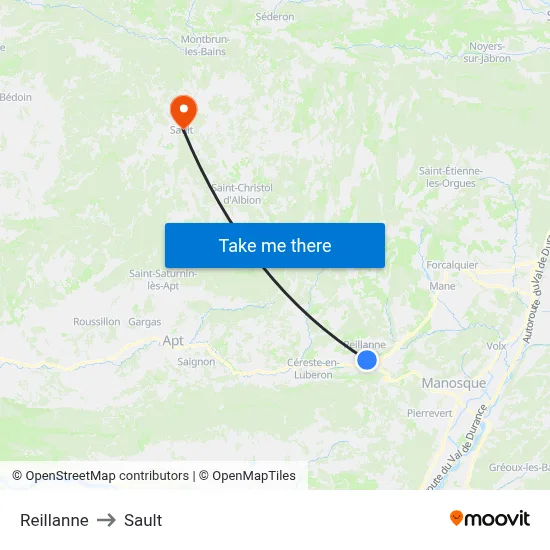 Reillanne to Sault map