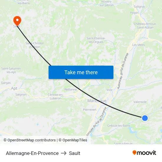 Allemagne-En-Provence to Sault map