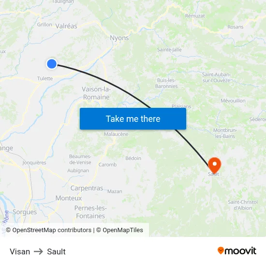 Visan to Sault map