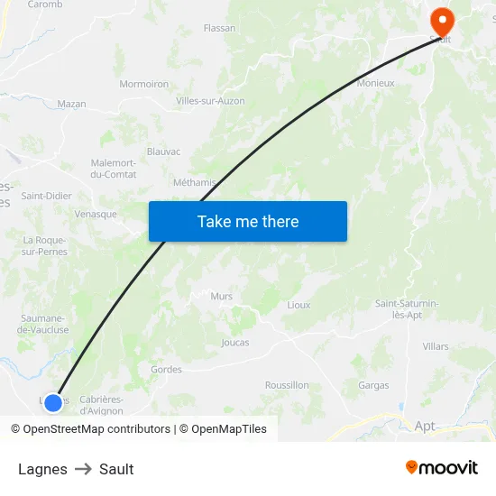 Lagnes to Sault map