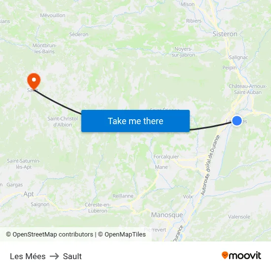 Les Mées to Sault map
