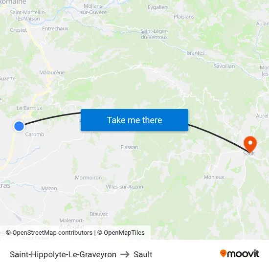 Saint-Hippolyte-Le-Graveyron to Sault map