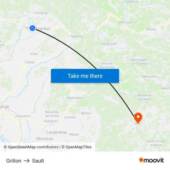 Grillon to Sault map