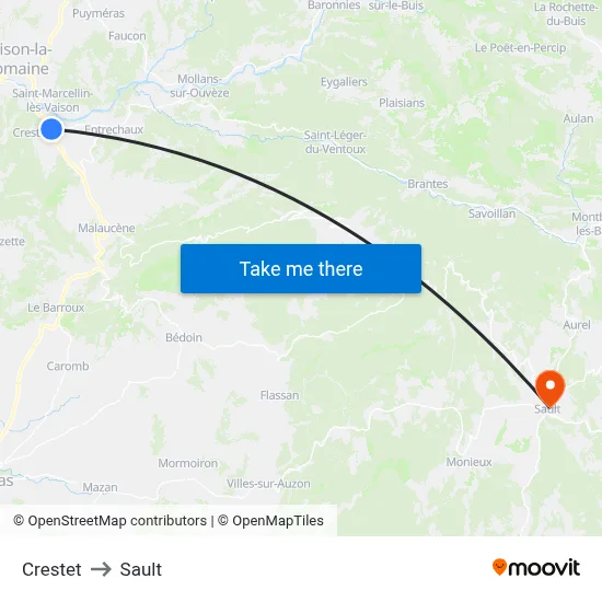 Crestet to Sault map