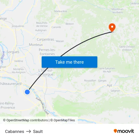 Cabannes to Sault map