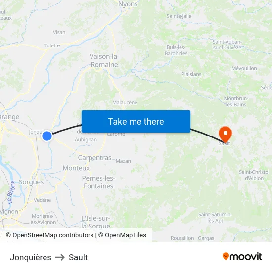 Jonquières to Sault map
