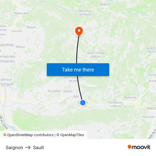Saignon to Sault map