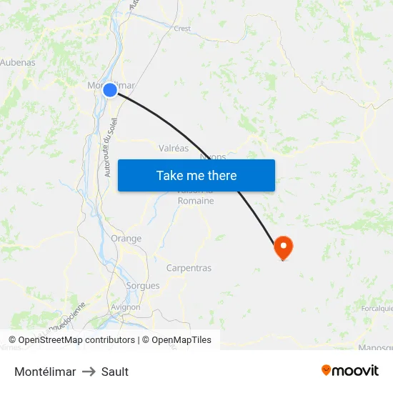 Montélimar to Sault map