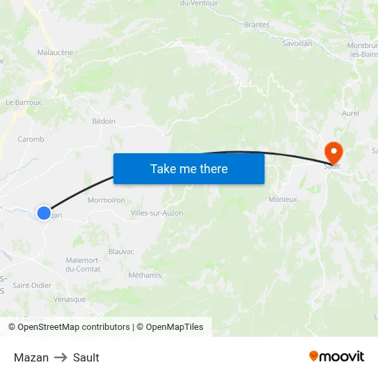 Mazan to Sault map