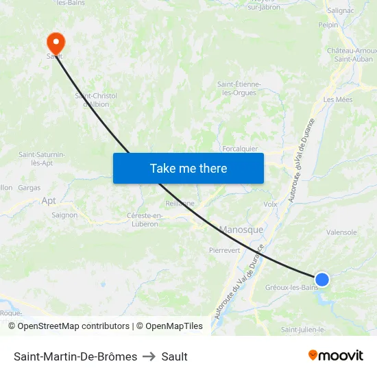 Saint-Martin-De-Brômes to Sault map