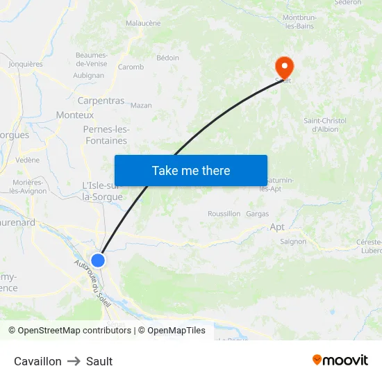 Cavaillon to Sault map