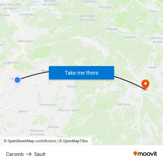 Caromb to Sault map