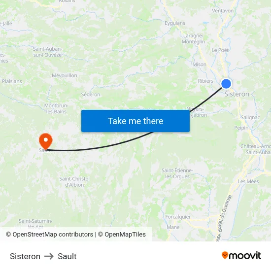 Sisteron to Sault map