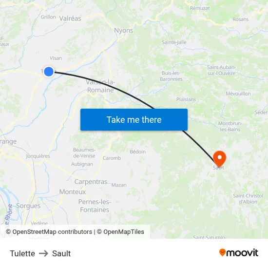 Tulette to Sault map