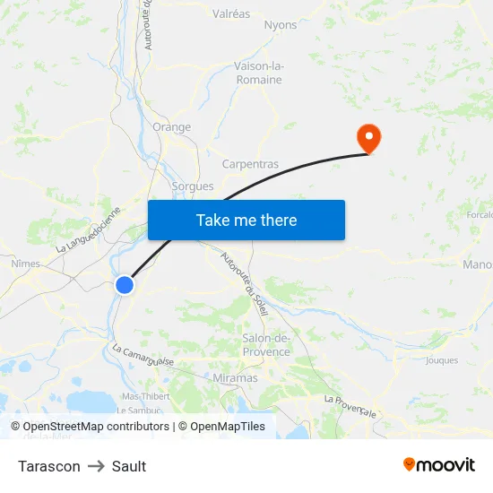 Tarascon to Sault map