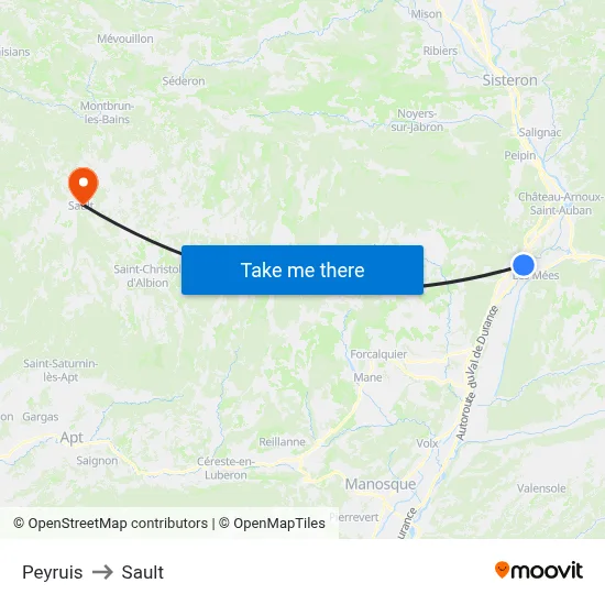 Peyruis to Sault map