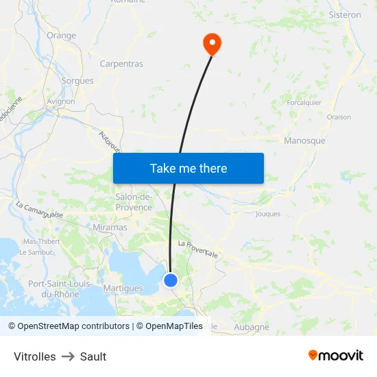 Vitrolles to Sault map