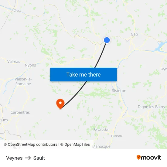 Veynes to Sault map
