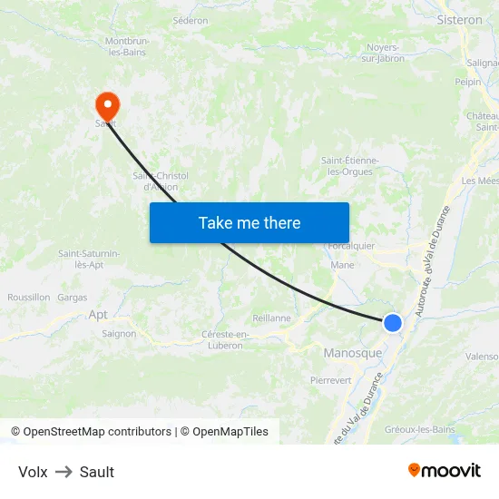 Volx to Sault map
