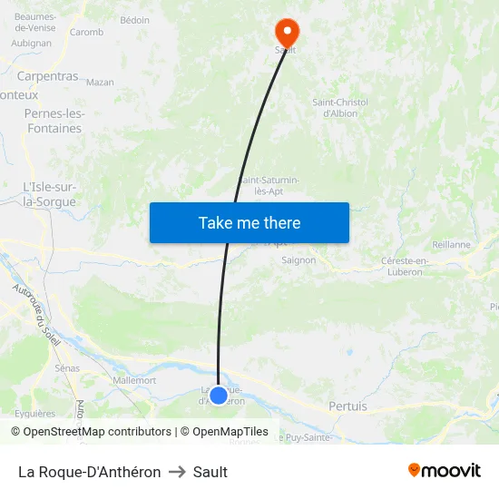 La Roque-D'Anthéron to Sault map