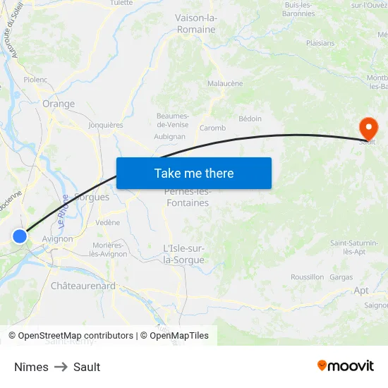 Nîmes to Sault map