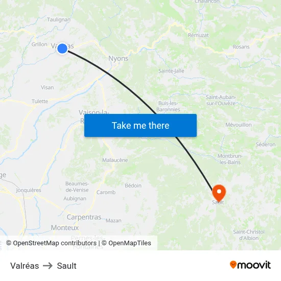 Valréas to Sault map