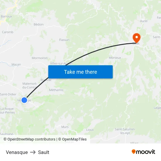 Venasque to Sault map