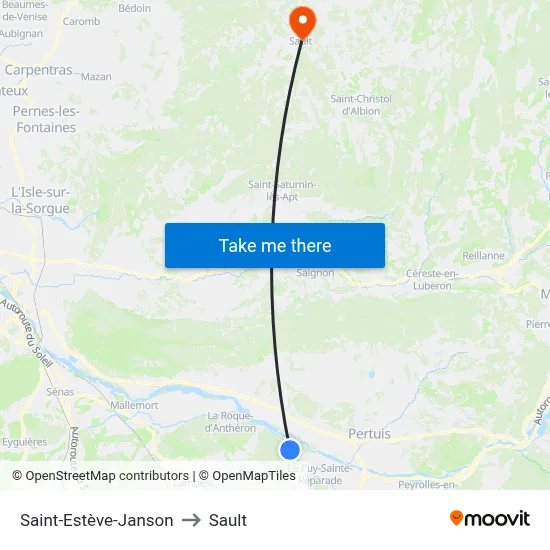 Saint-Estève-Janson to Sault map