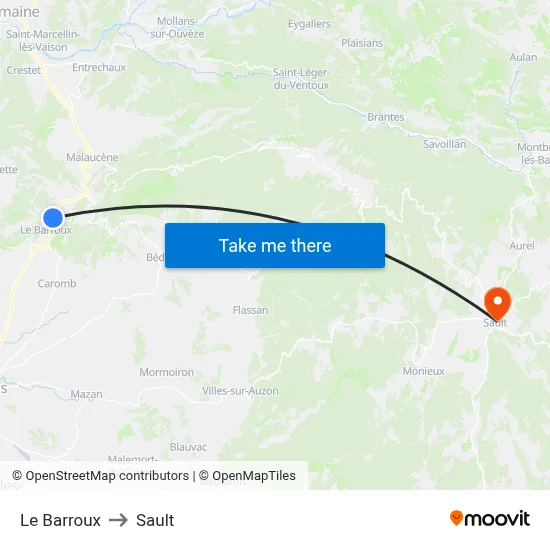 Le Barroux to Sault map