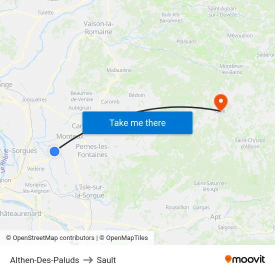 Althen-Des-Paluds to Sault map