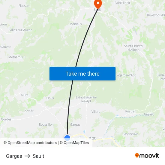 Gargas to Sault map