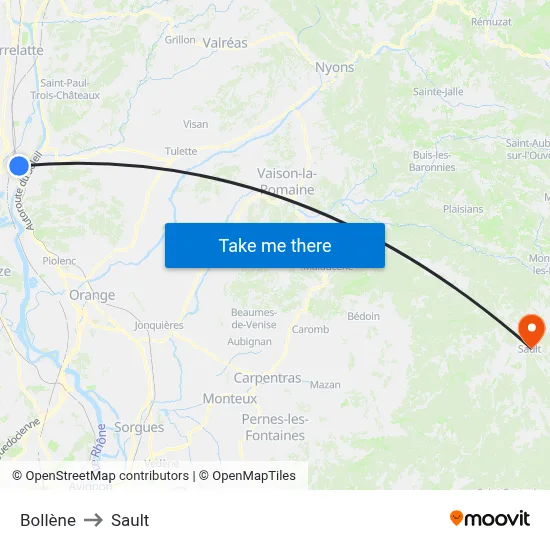 Bollène to Sault map