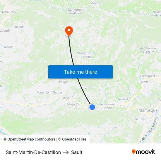 Saint-Martin-De-Castillon to Sault map