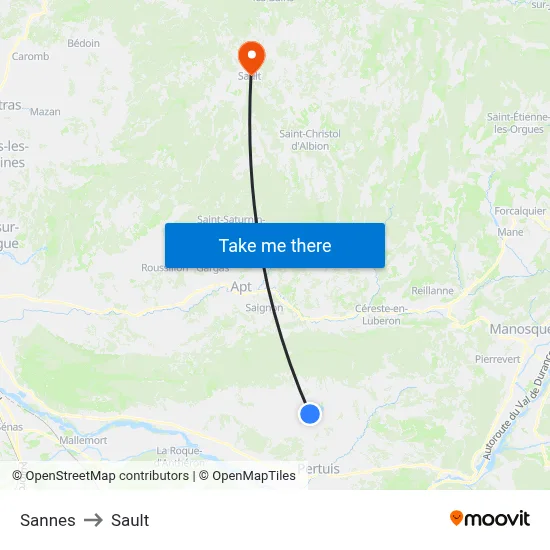 Sannes to Sault map