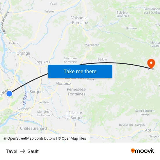 Tavel to Sault map