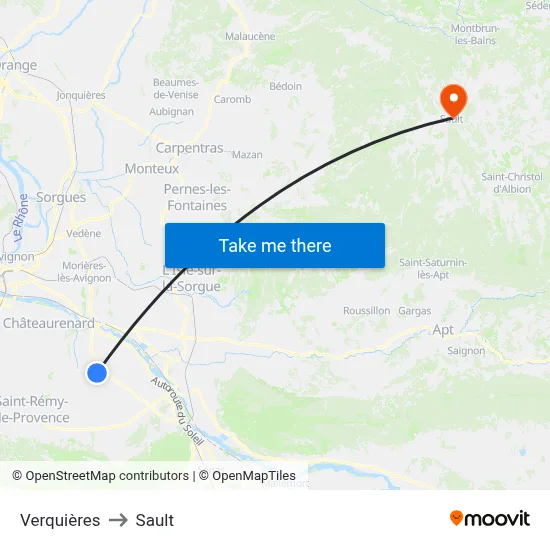 Verquières to Sault map